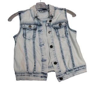 KIDPIK‎ Girls Sleeveless Light Wash Stretch Denim Vest Size Large